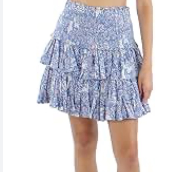 Sundry NWT chambray blue wild ruffle mini skirt size‎ 3 which per chart large - Picture 1 of 14